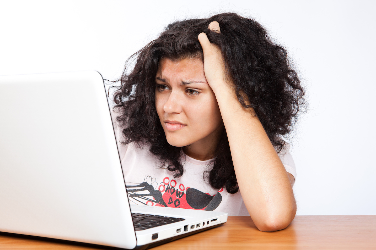 frustrated woman at computer